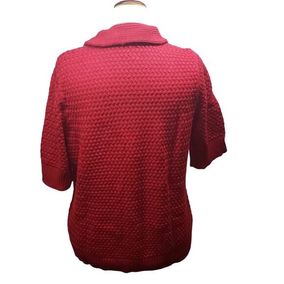 Chaps Red Basket Weave Sweater 2X Plus Size Vintage Cardigan Pockets Retro - Picture 2 of 9